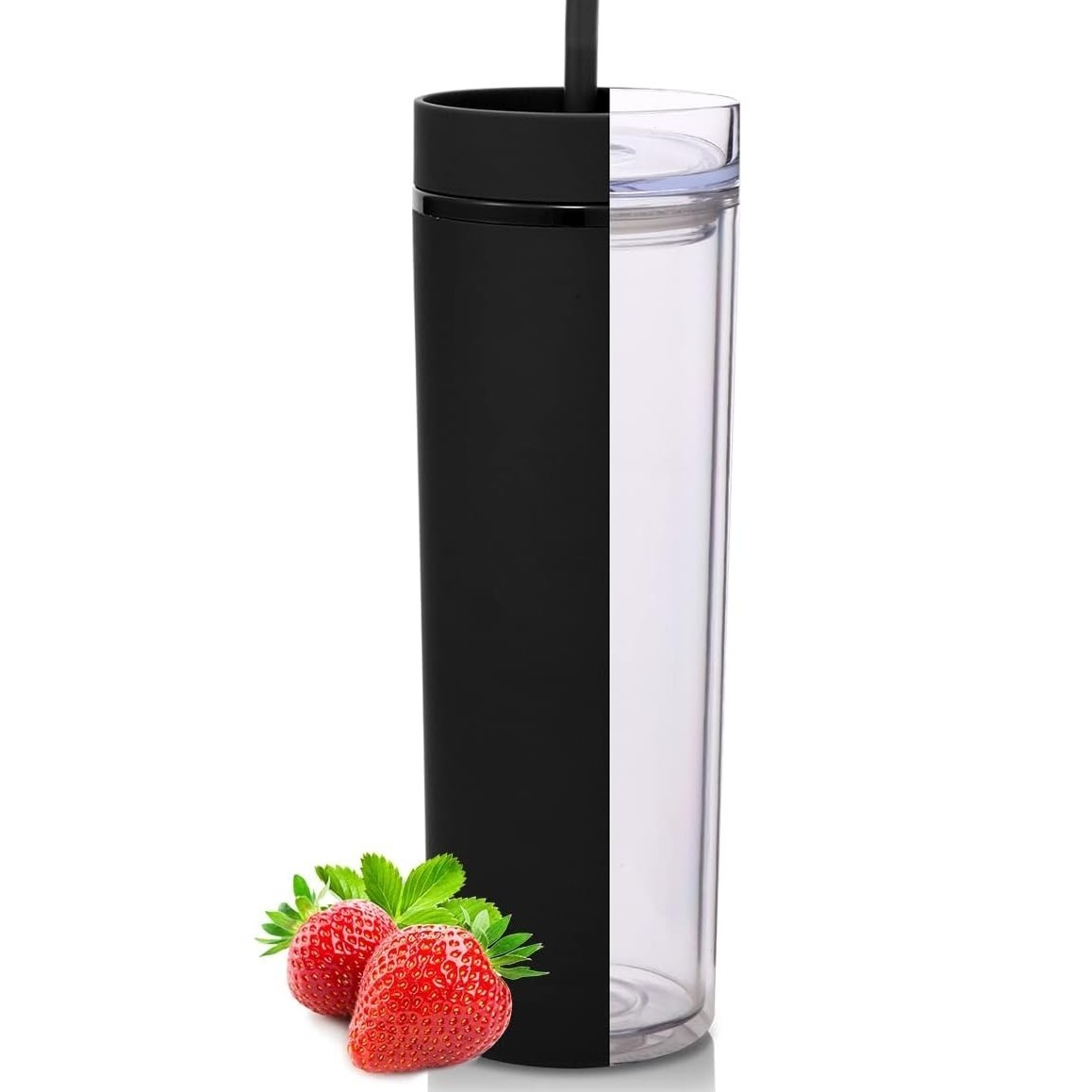 Kubki do picia 600 ml z pokrywką i słomką, 10 sztuk, matowe zdjęcie 2