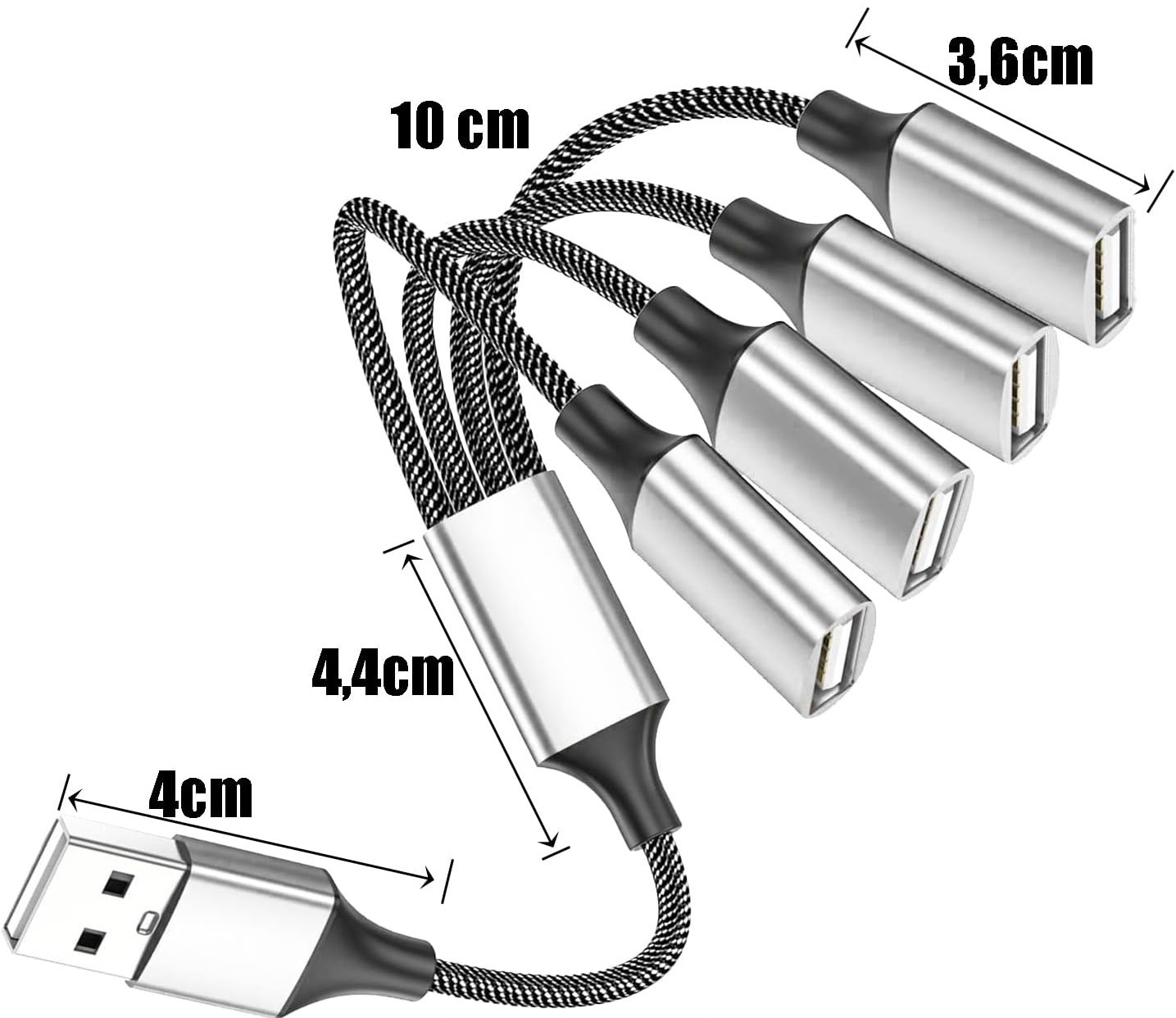 Leloco rozdzielacz USB 1 do 4, kabel Y 1m do zasilania i transmisji zdjęcie 2