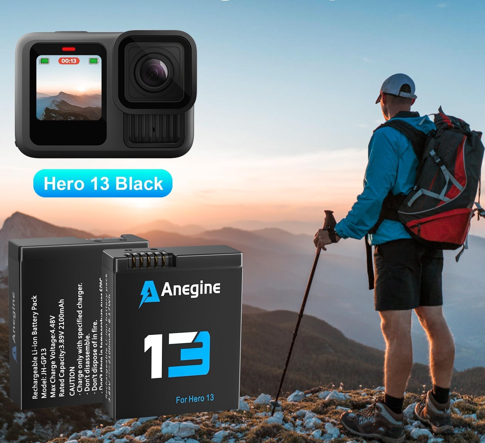 Akumulator GoPro Hero 13 2100 mAh, ładowarka 3-kanałowa zdjęcie 2