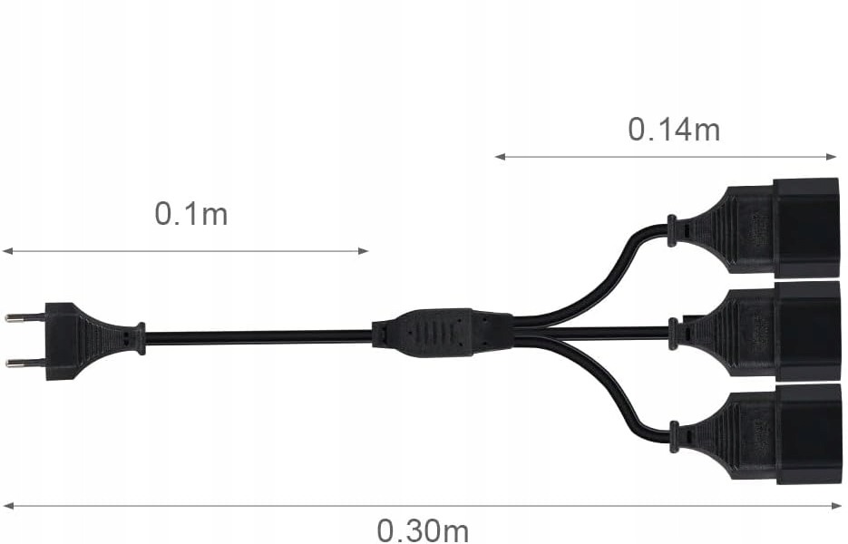 Rozdzielacz na 3 gniazda euro AXFEE, rozgałęźnik 30 cm, 1380 W zdjęcie 2