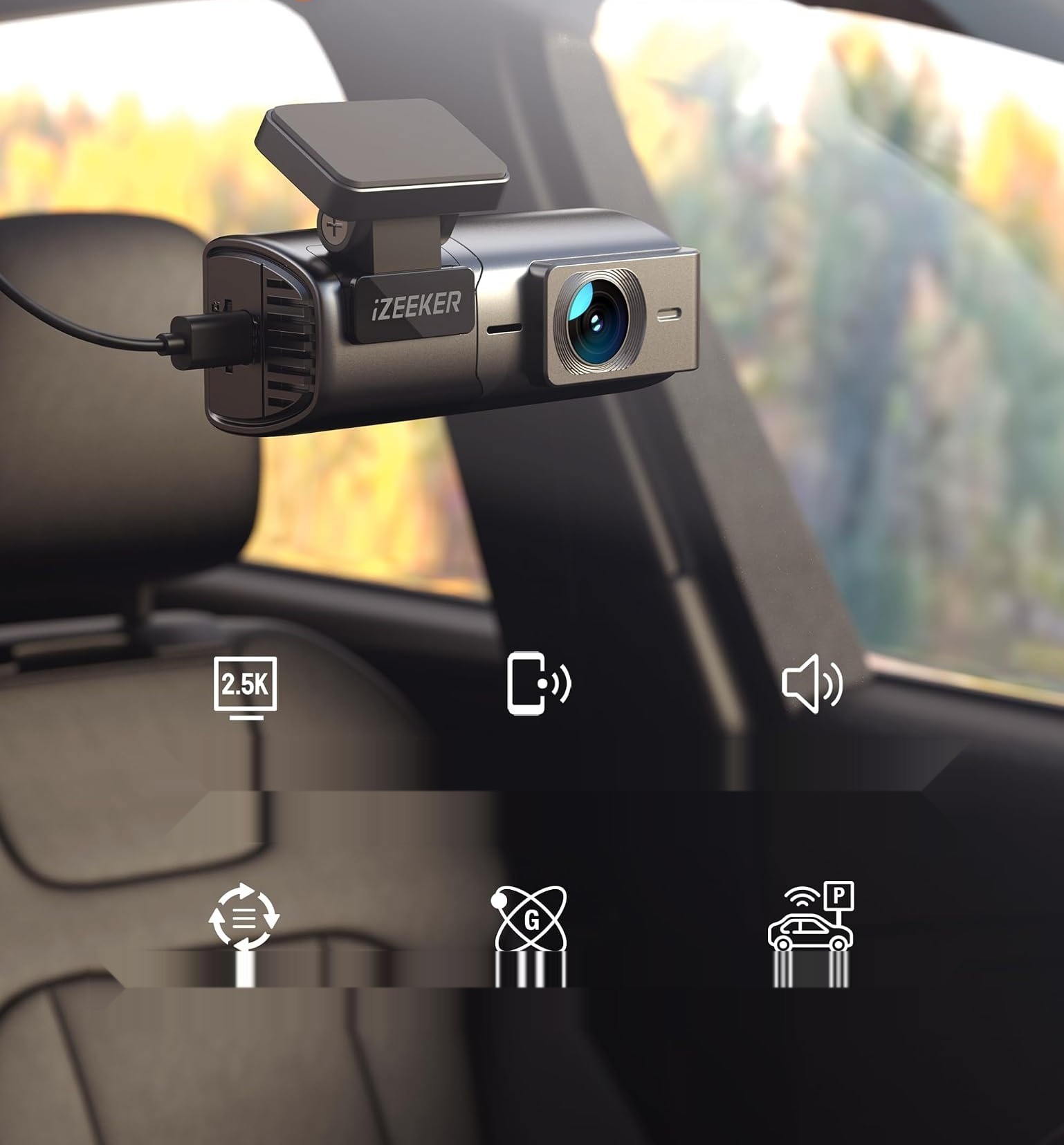 Kamera samochodowa iZEEKER QHD 1440P, czujnik G, mini design zdjęcie 2