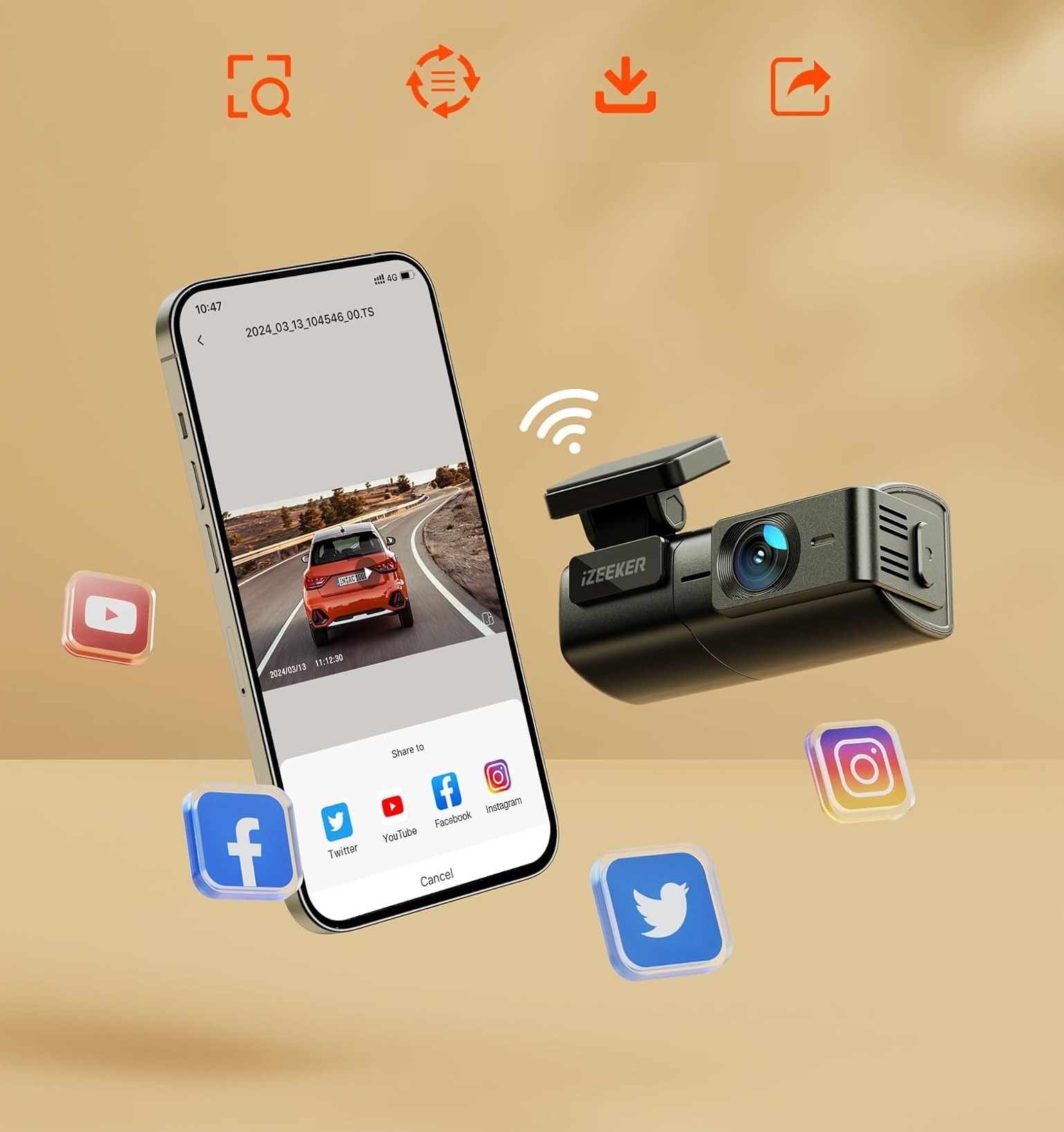 Kamera samochodowa iZEEKER QHD 1440P, czujnik G, mini design zdjęcie 4