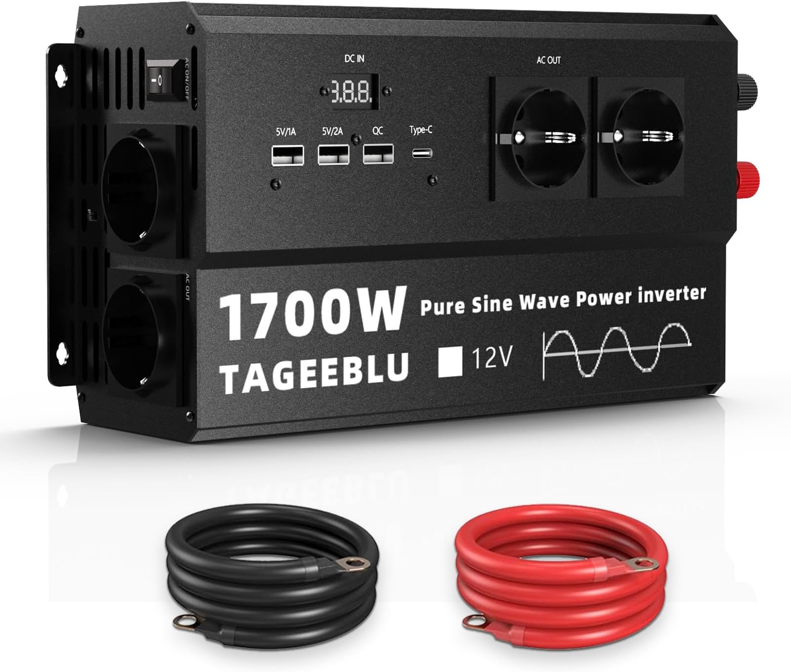 Przetwornica napięcia 1700W czysty sinus TAGEEBLU 12V 220V zdjęcie 1
