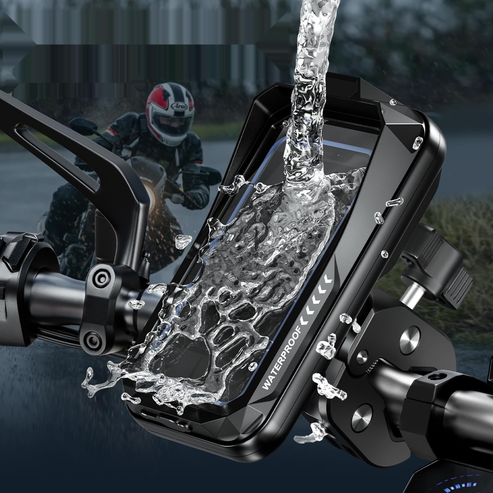 Uchwyt motocyklowy wodoodporny z osłoną BTNEEU do smartfona 7 cali zdjęcie 2