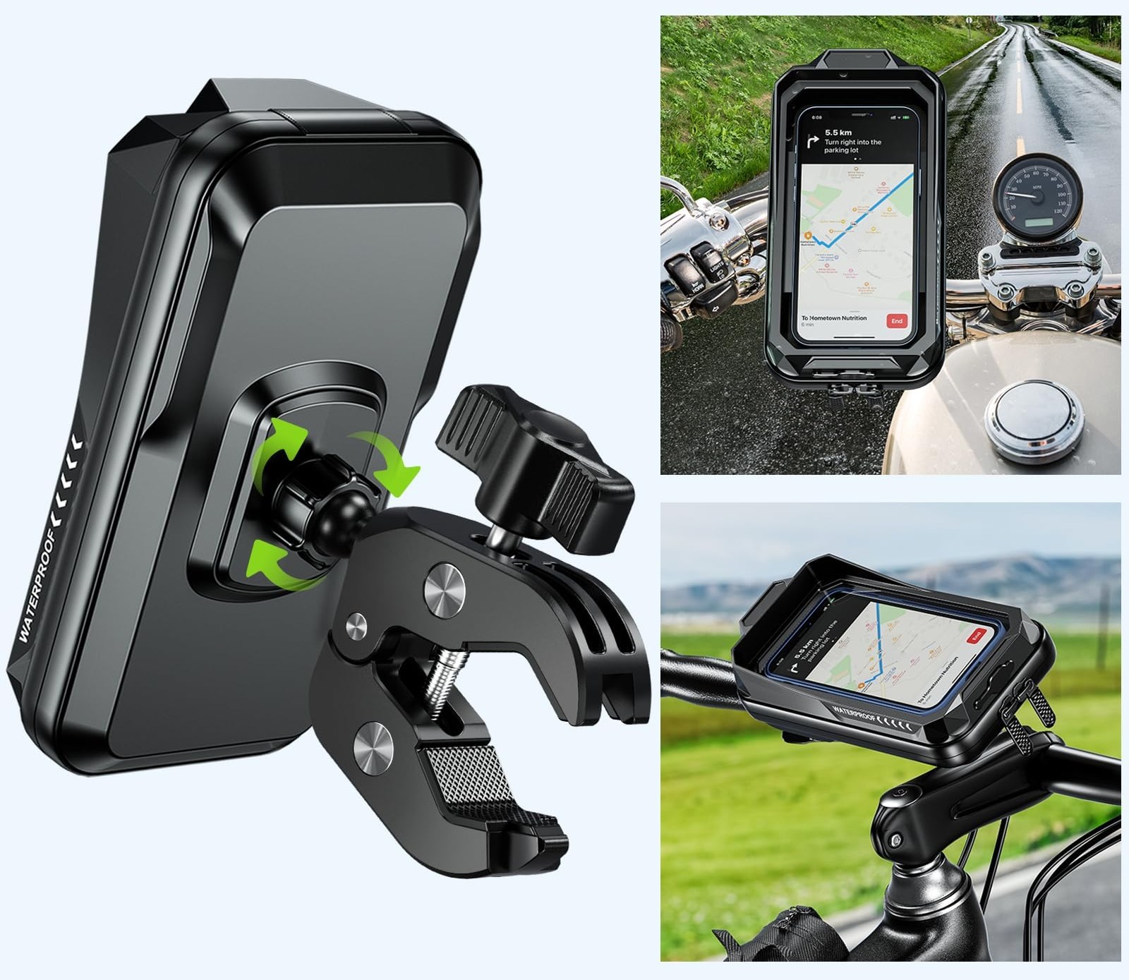 Uchwyt motocyklowy wodoodporny z osłoną BTNEEU do smartfona 7 cali zdjęcie 4
