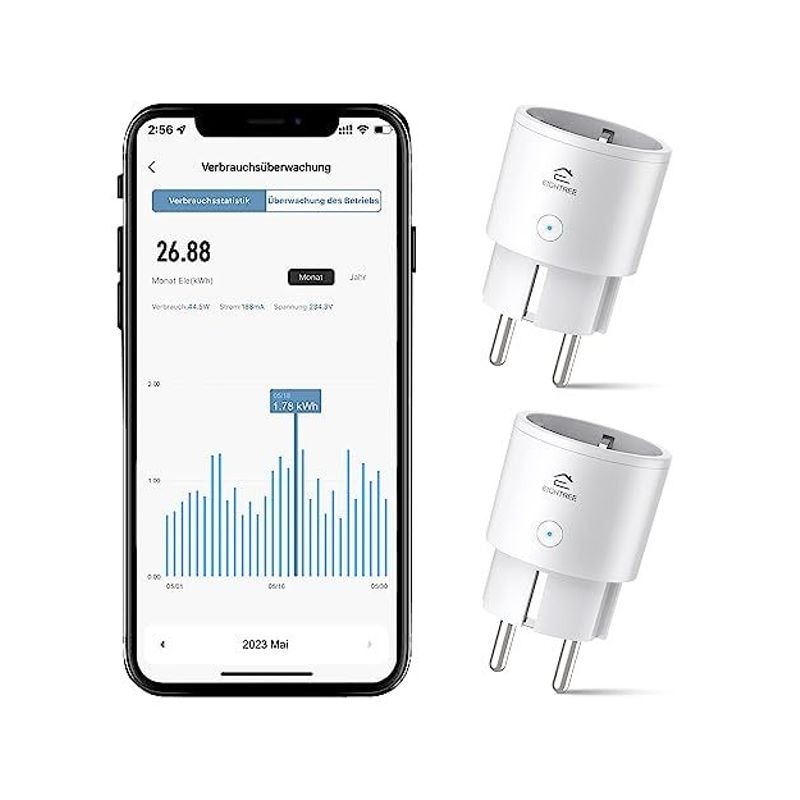 Inteligentne gniazdko Wi-Fi EIGHTREE, pomiar zużycia energii 4,4x4,4 zdjęcie 1