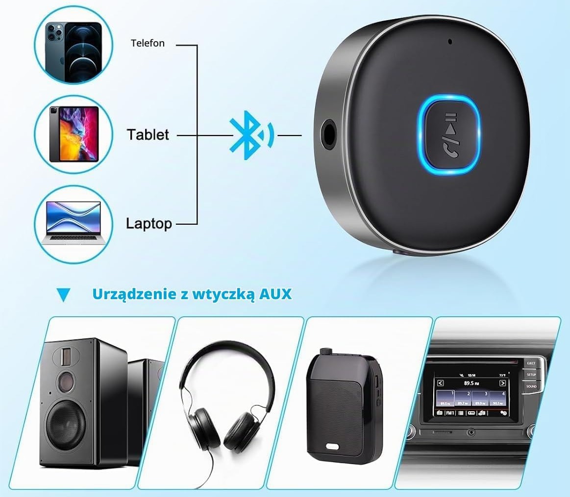 Odbiornik Bluetooth AUX Mohard, muzyka HI-FI, 16 godzin pracy zdjęcie 3