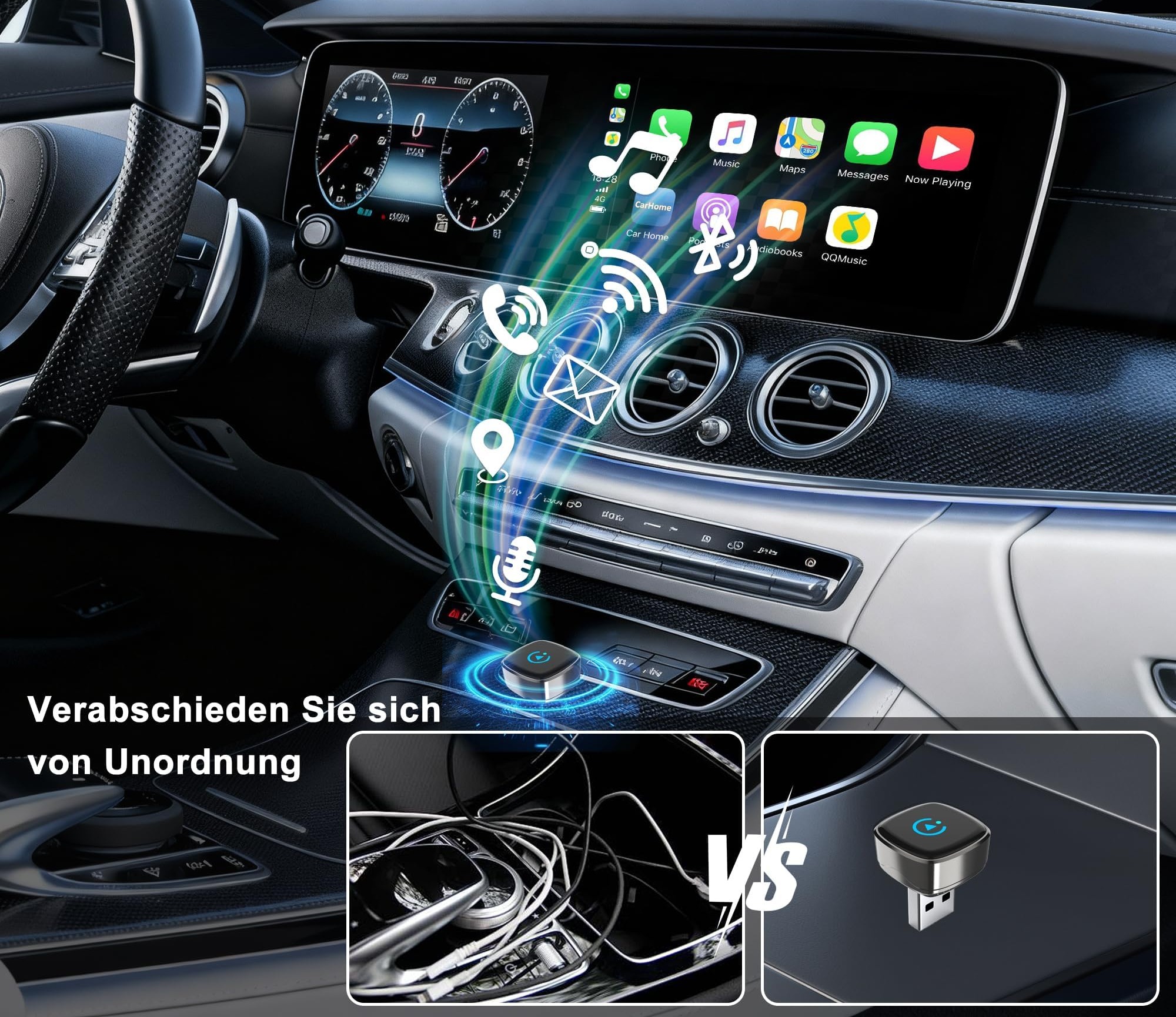 Bezprzewodowy adapter CarPlay KANANAFEEL, stabilne połączenie, biały zdjęcie 3