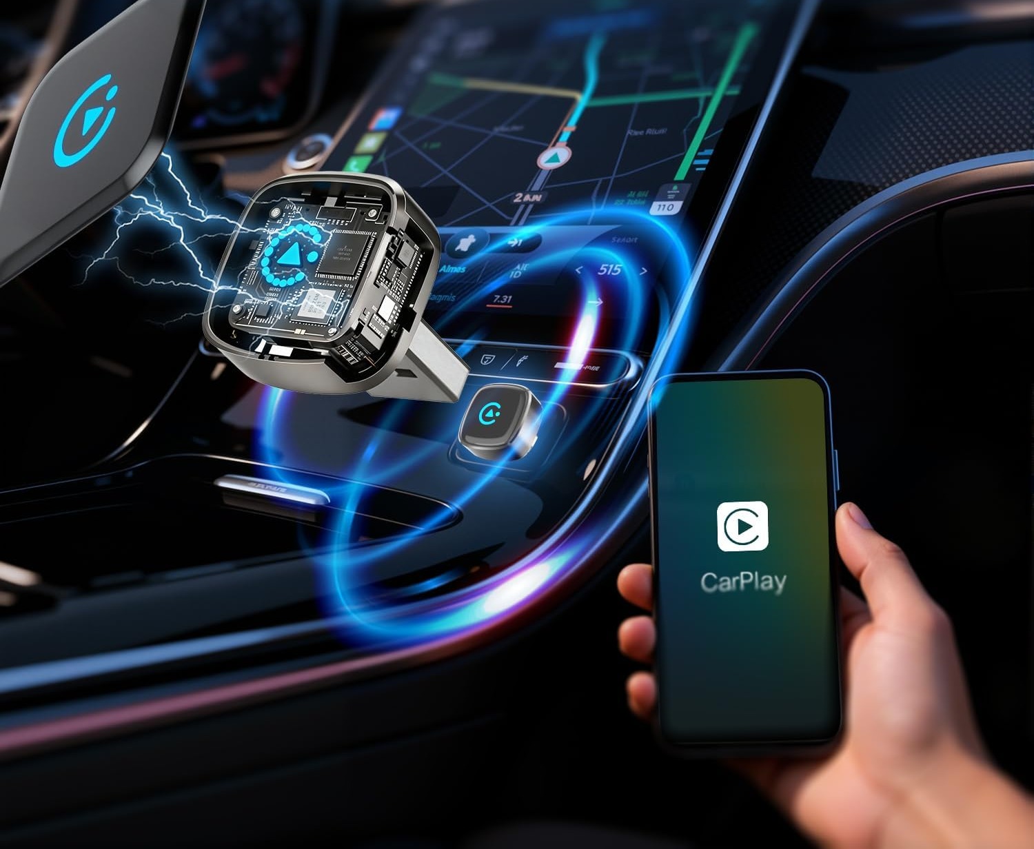 Bezprzewodowy adapter CarPlay KANANAFEEL, stabilne połączenie, biały zdjęcie 4