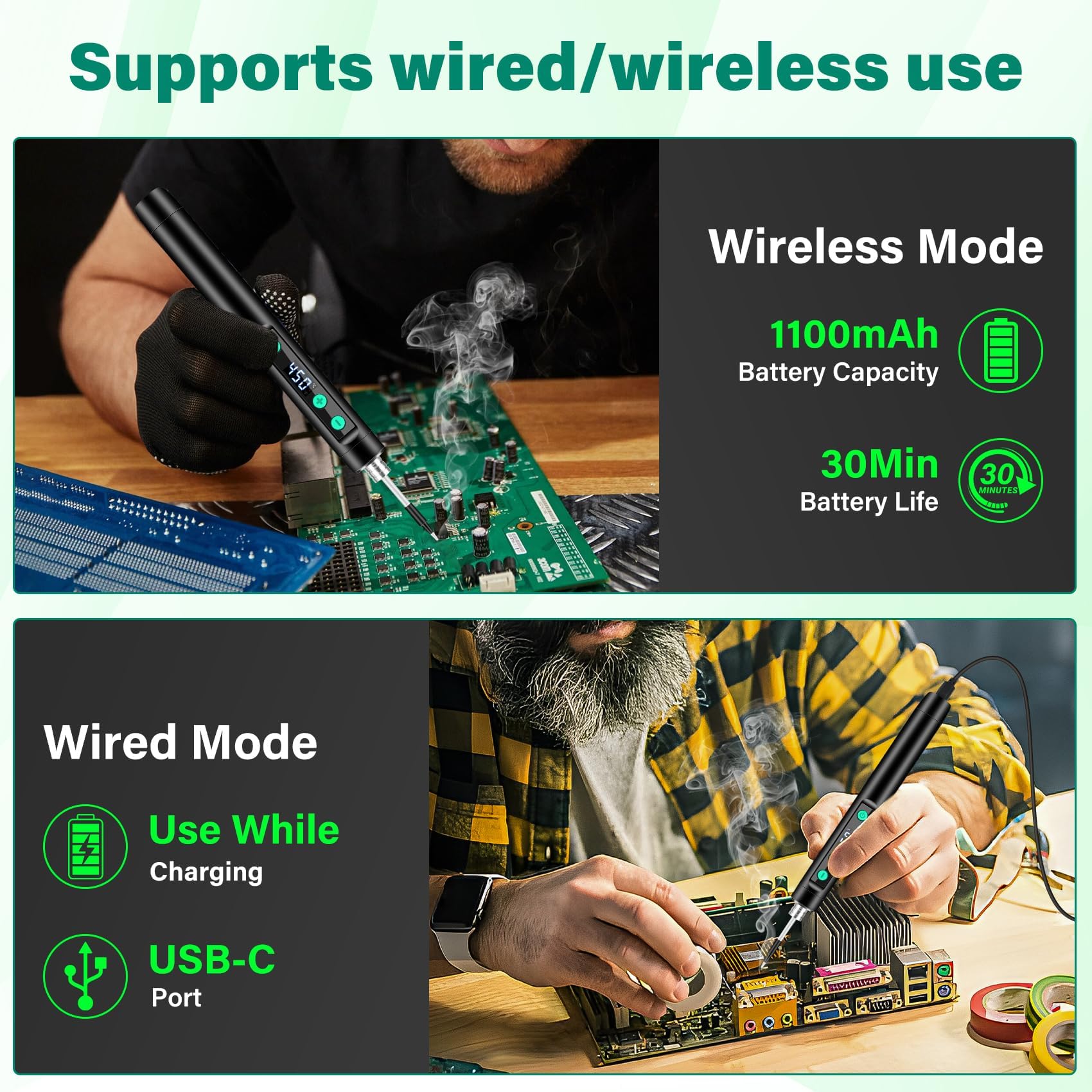 Zestaw do lutowania bezprzewodowego, lutownica USB z wyświetlaczem LCD zdjęcie 4