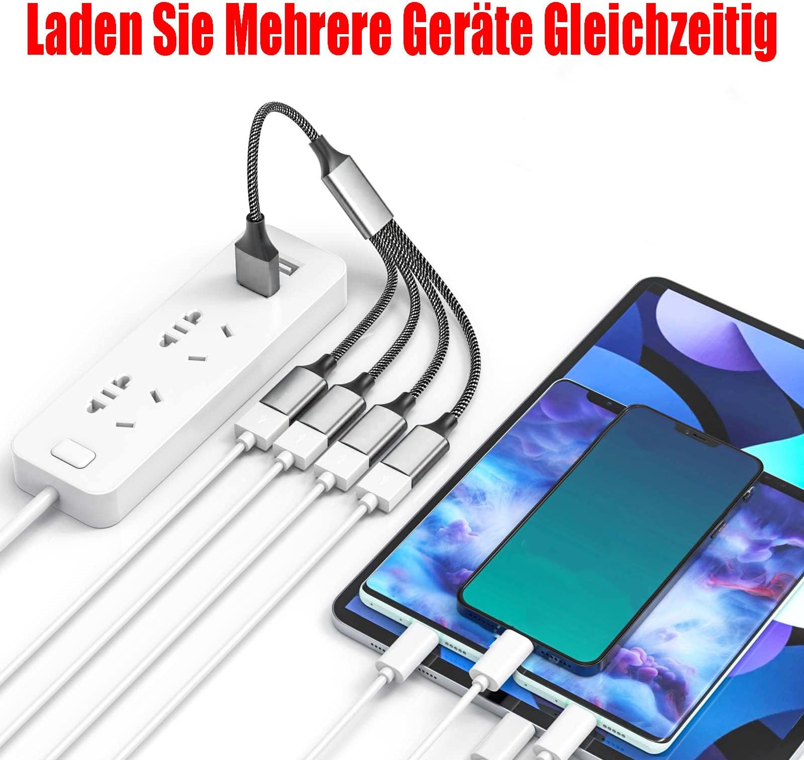 Rozdzielacz USB 1 do 4, kabel Y 1m z 1 wtyczką do 4 portów zdjęcie 4