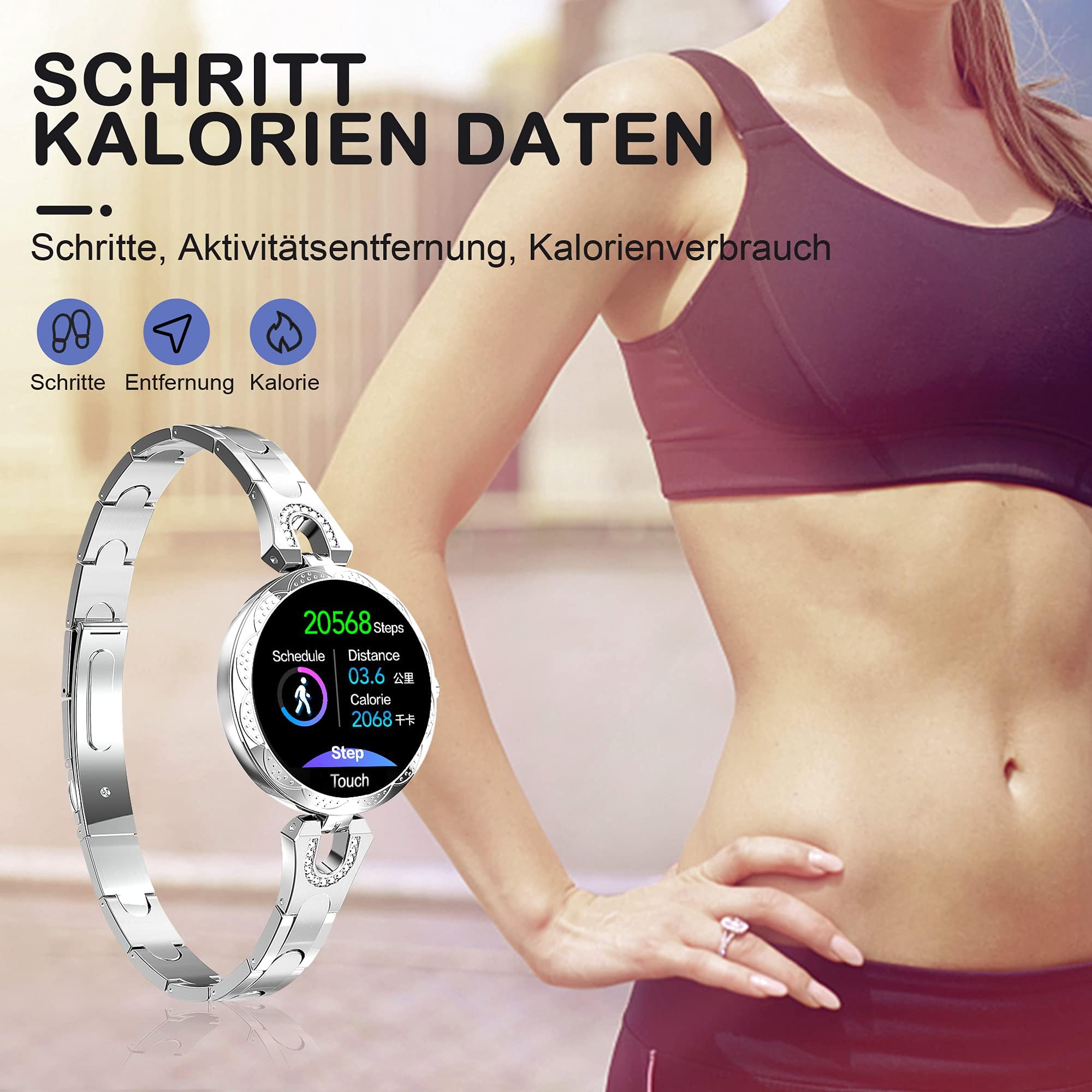 Smartwatch damski, w kolorze różowego złota, elegancki, stylowa zdjęcie 5