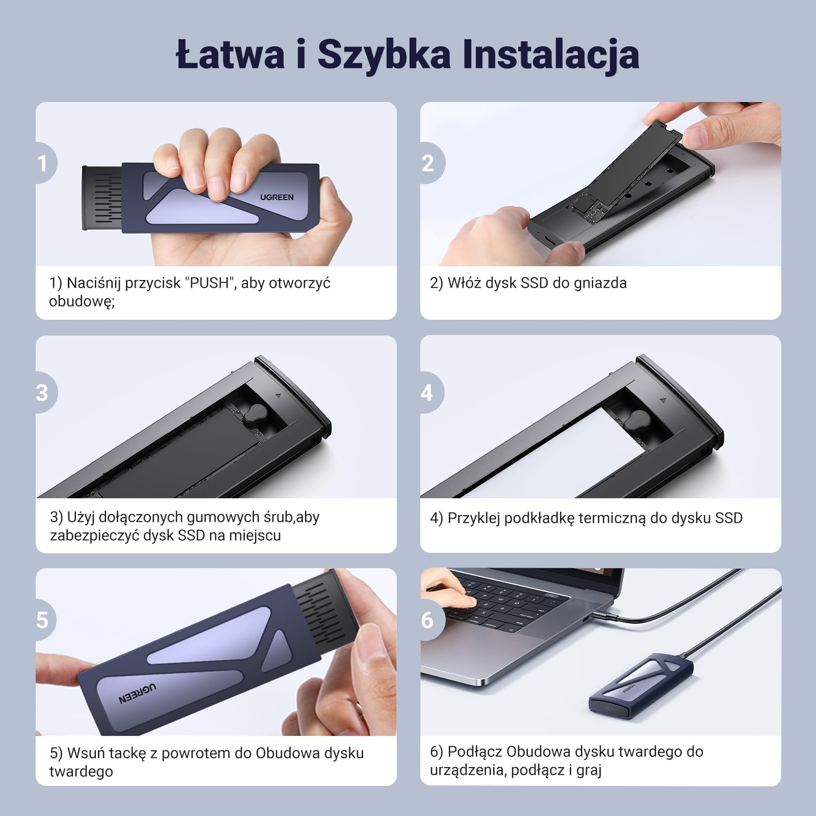 UGREEN Obudowa NVMe M.2 USB 3.1 SSD 10 Gb/s zdjęcie 8
