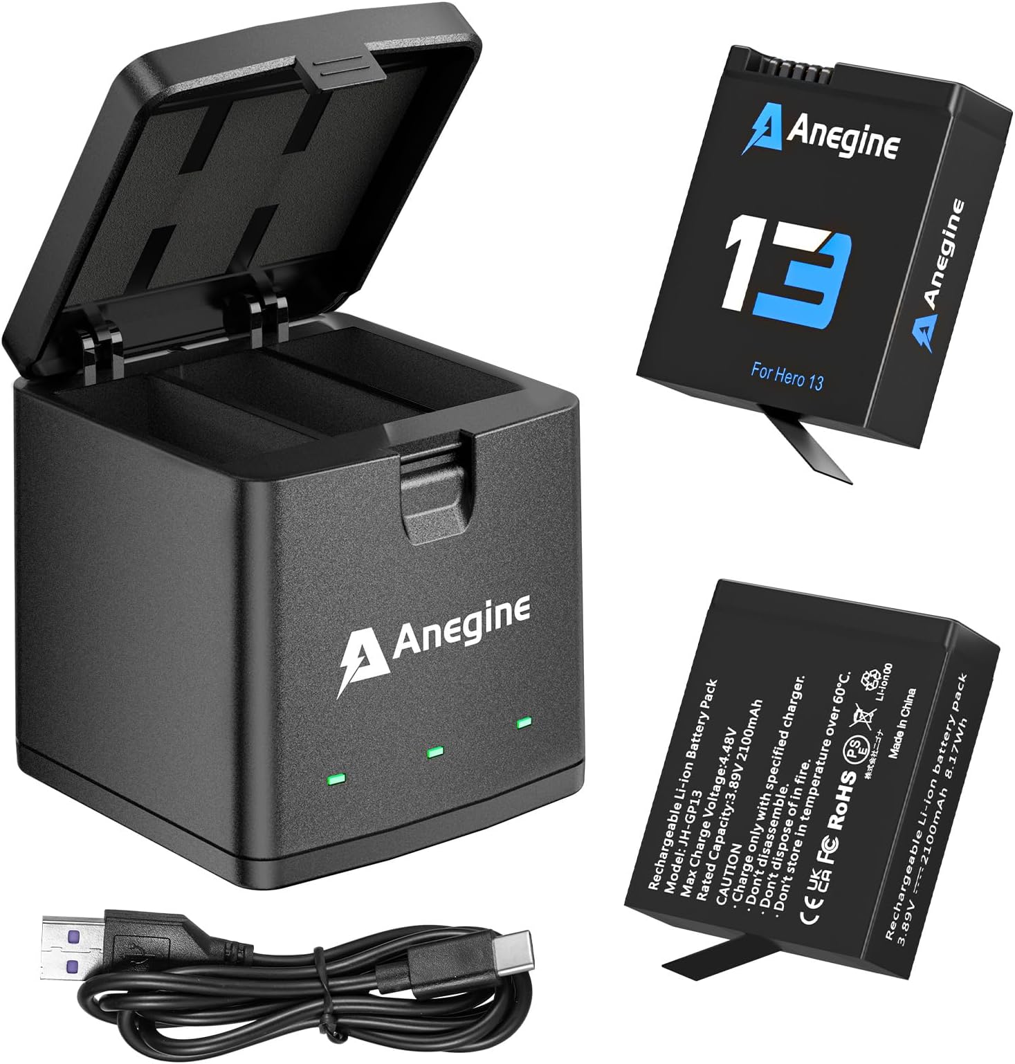 Hero 13 akumulator 2100 mAh i LED 3-kanałowa ładowarka USB do Hero 13 zdjęcie 1