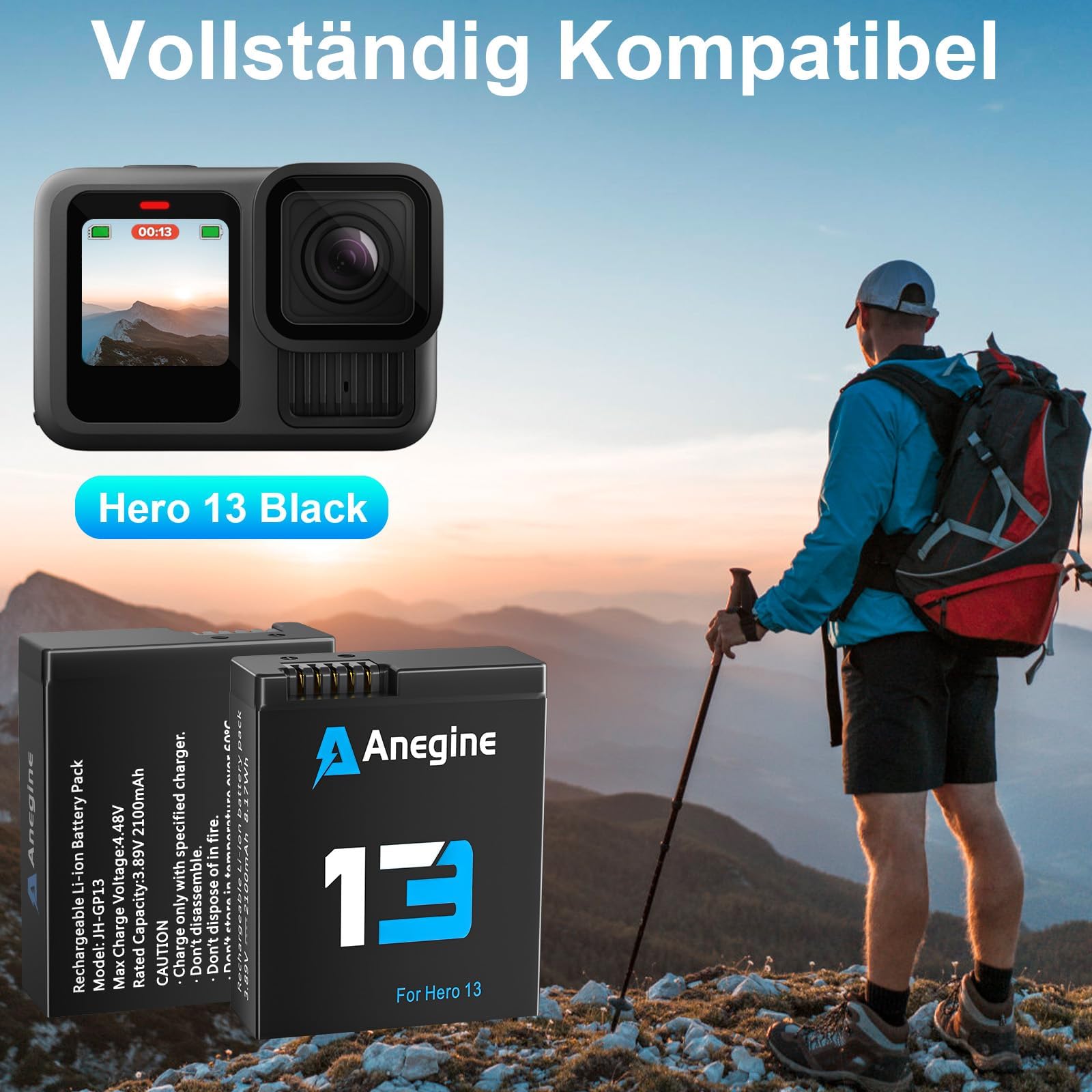 Hero 13 akumulator 2100 mAh i LED 3-kanałowa ładowarka USB do Hero 13 zdjęcie 2