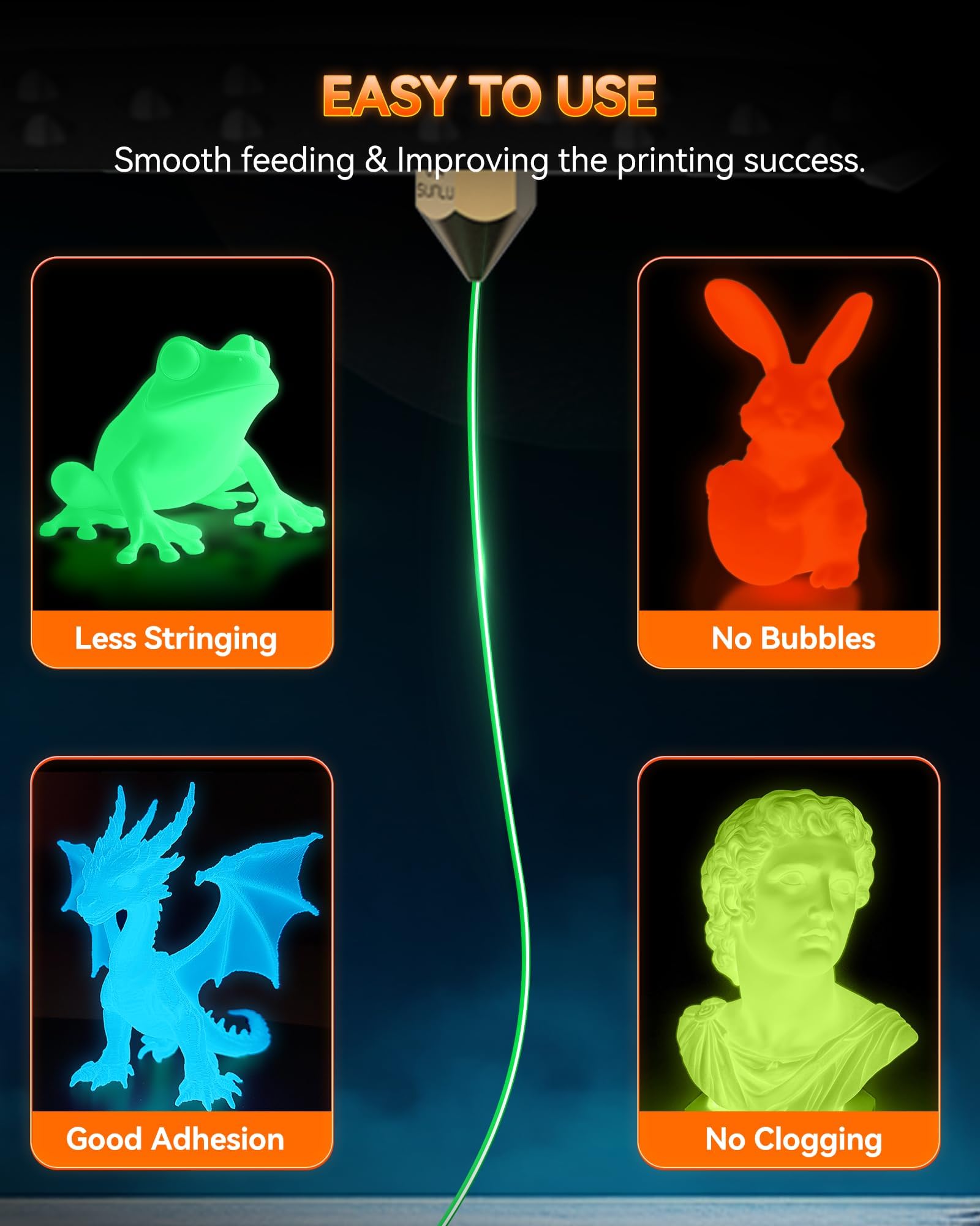 TECBEARS Świecący w ciemności filament PETG do drukarki 3D, 1,75 zdjęcie 6