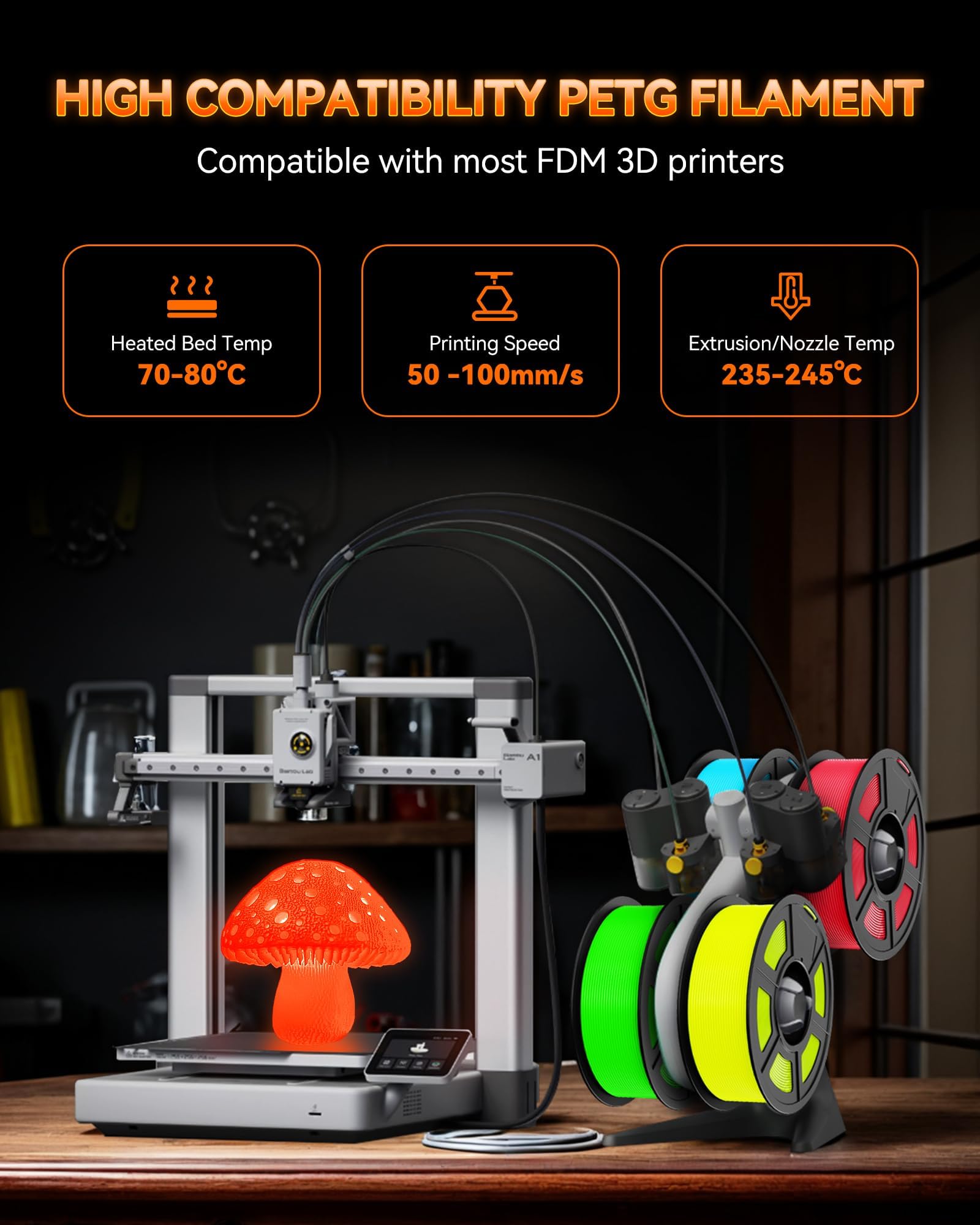 TECBEARS Świecący w ciemności filament PETG do drukarki 3D, 1,75 zdjęcie 7