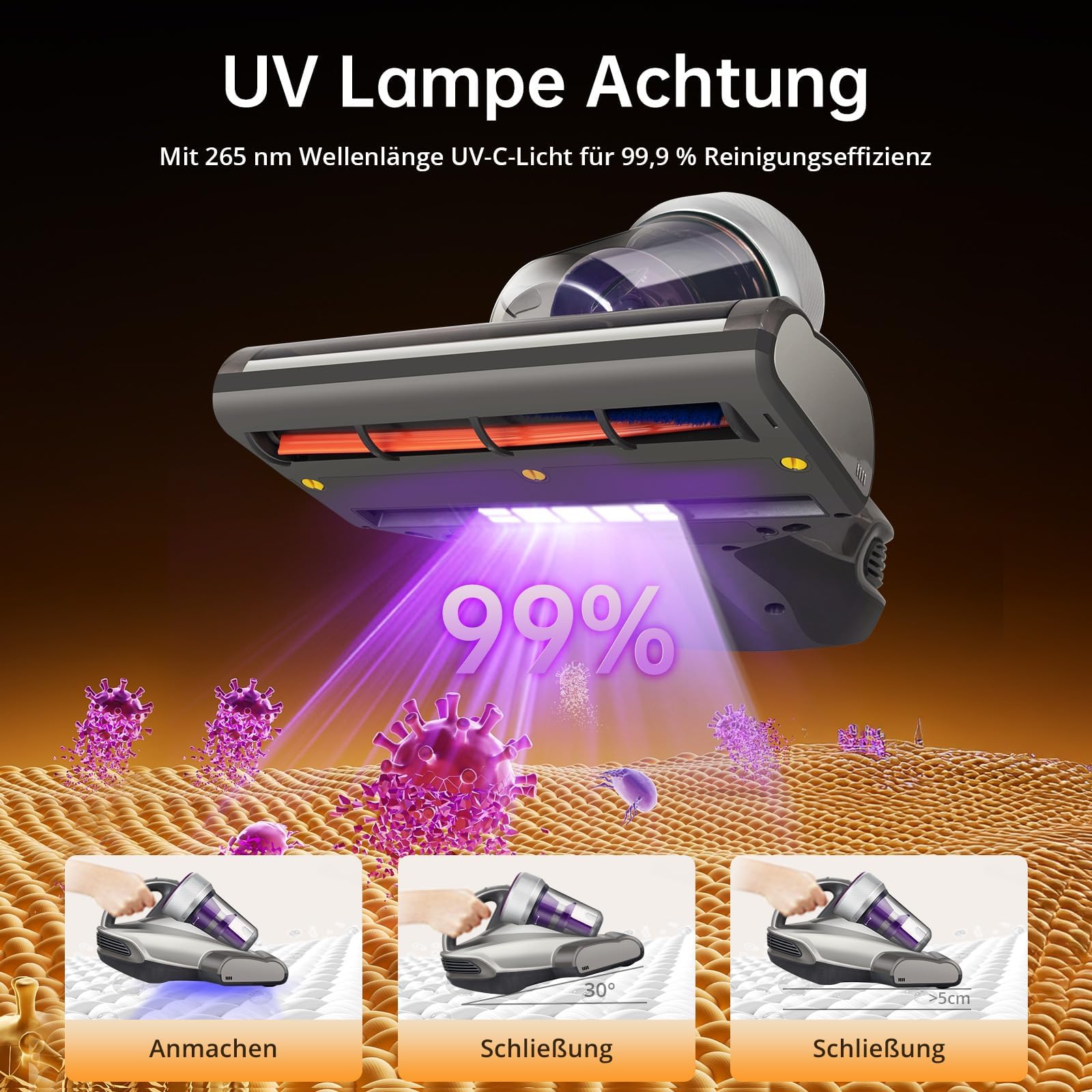 Ręczny odkurzacz kroplowy, moc 700 W, sterylizacja UV, filtr HEPA zdjęcie 5