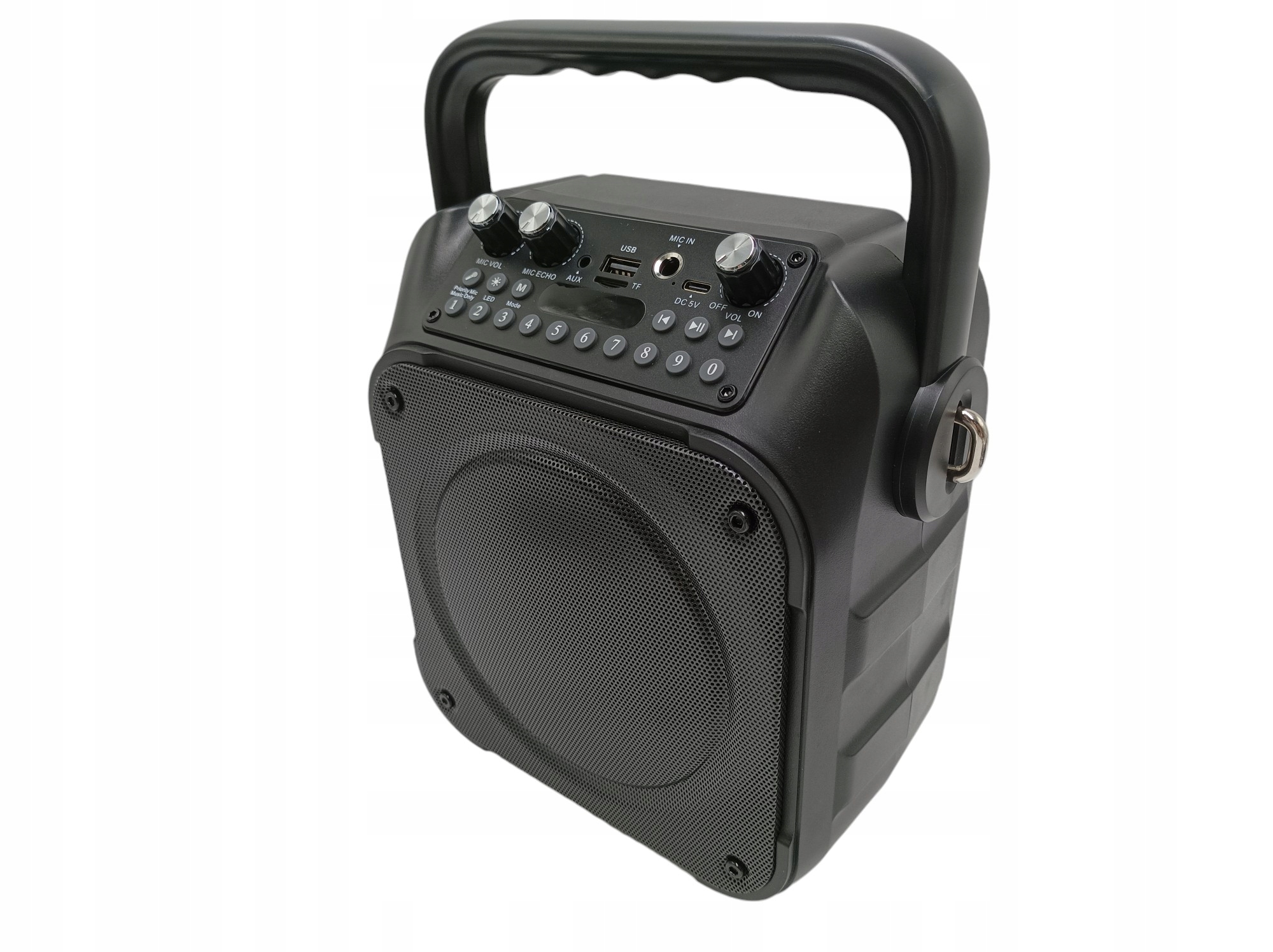 Głośnik do karaoke K9-M czarna akumulatorowa z 2 mikrofonami Bluetooth zdjęcie 2