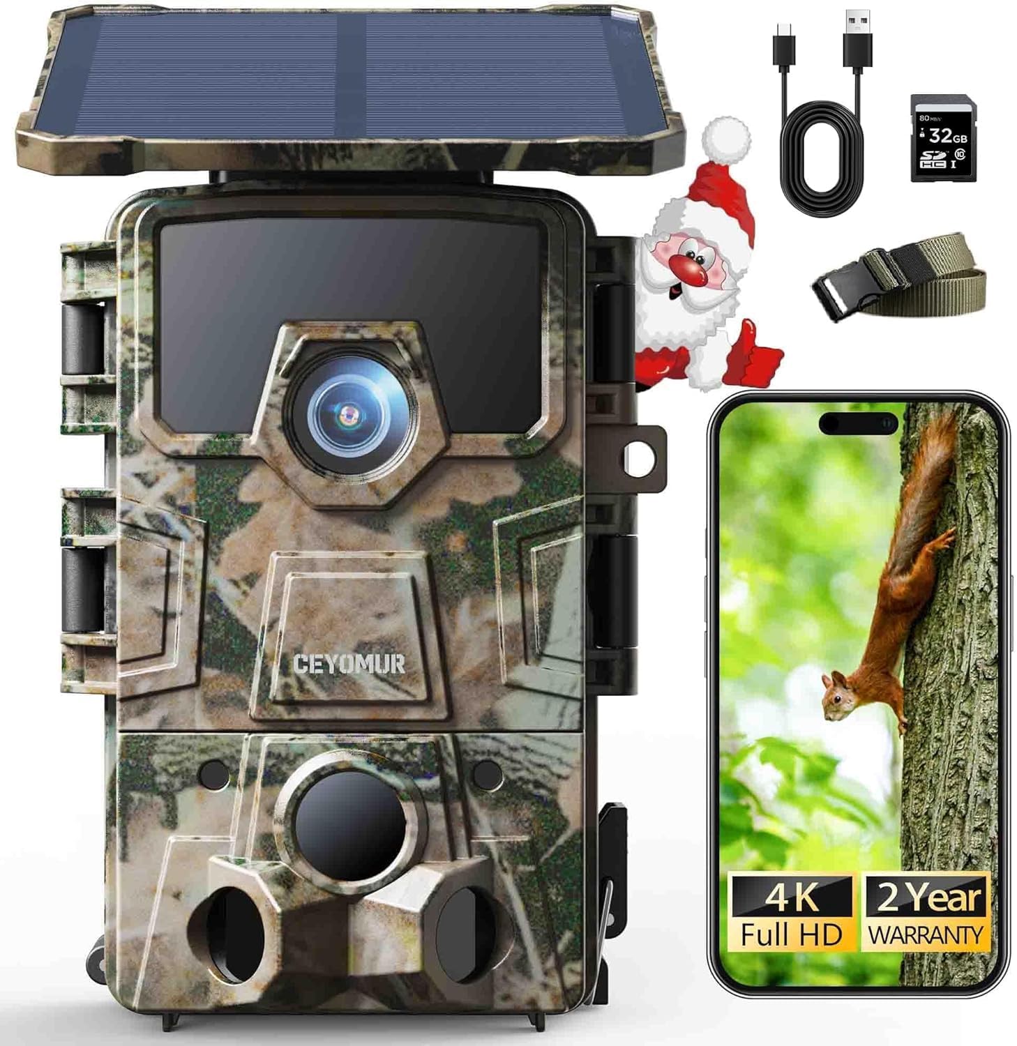 Solarna kamera do obserwacji dzikich zwierząt 4K 30 kl./s, 46 MP zdjęcie 1