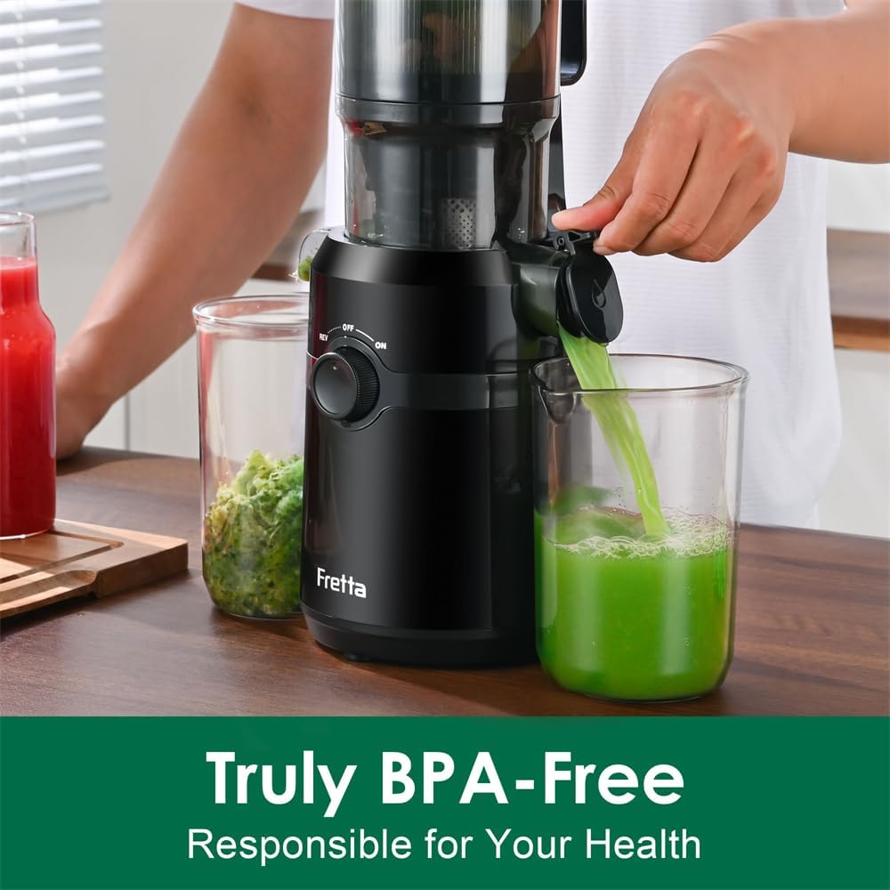FRETTA Wolnoobrotowa Wyciskarka Do Soków 200W 1L BPA Free Czarna zdjęcie 4