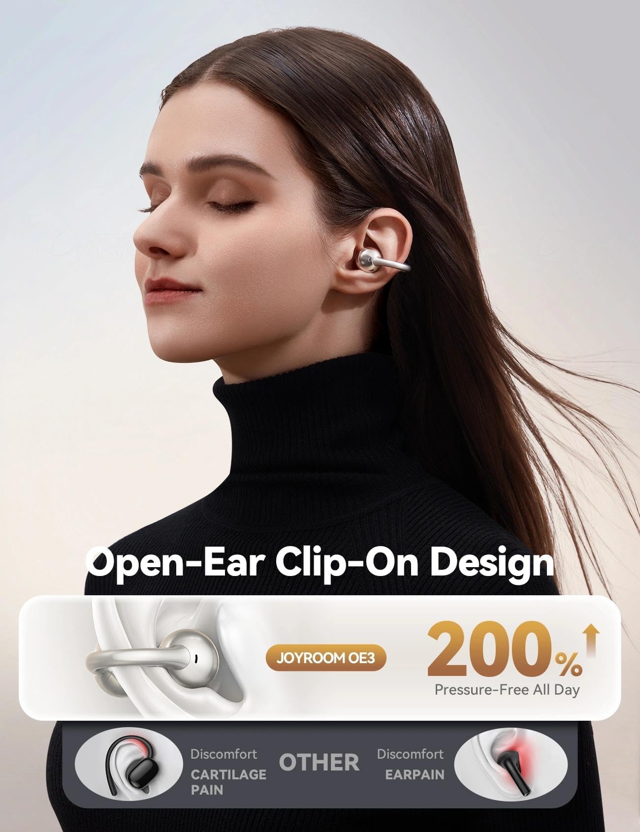 OE3 Słuchawki otwarte Bluetooth 5.4, ultralekki klips na ucho 4,9 zdjęcie 2