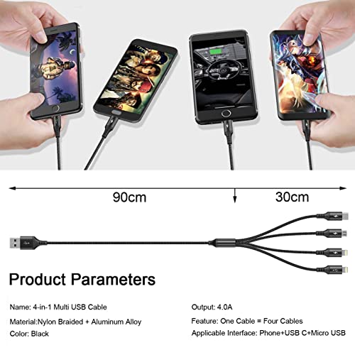 Kabel USB 3A 1,2m nylonowy pleciony 4 w 1 zdjęcie 6