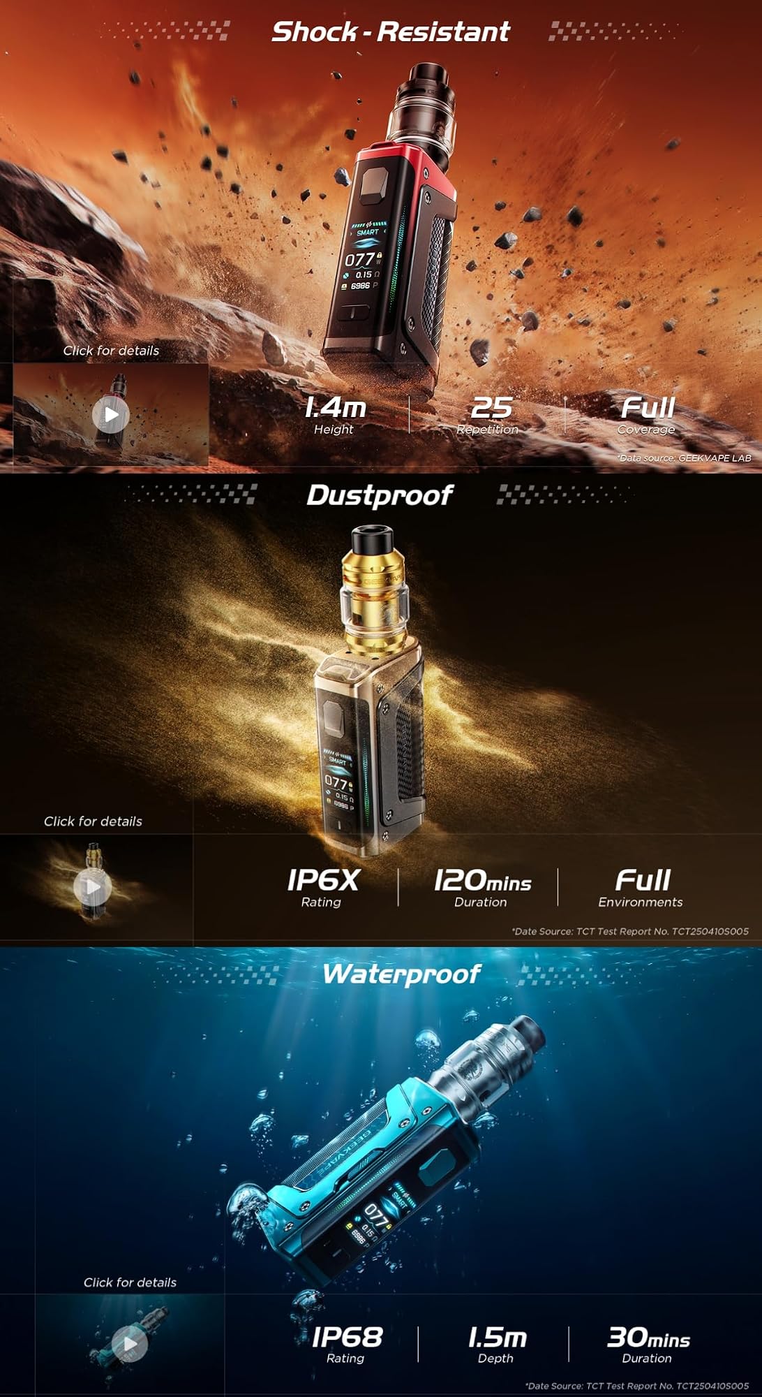Aegis Legend 5 Box Mod 200W z trybami ECO, Smart, Normal, Custom zdjęcie 6
