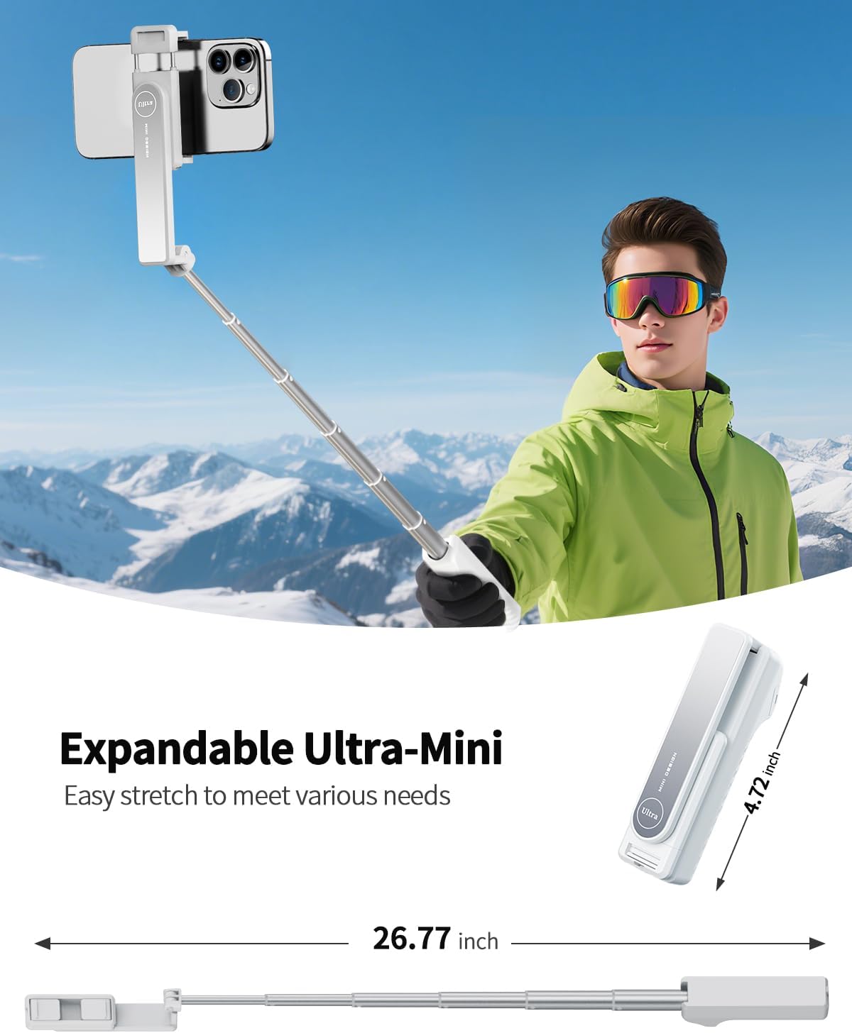 Mini Statyw do Selfie Biały zdjęcie 2
