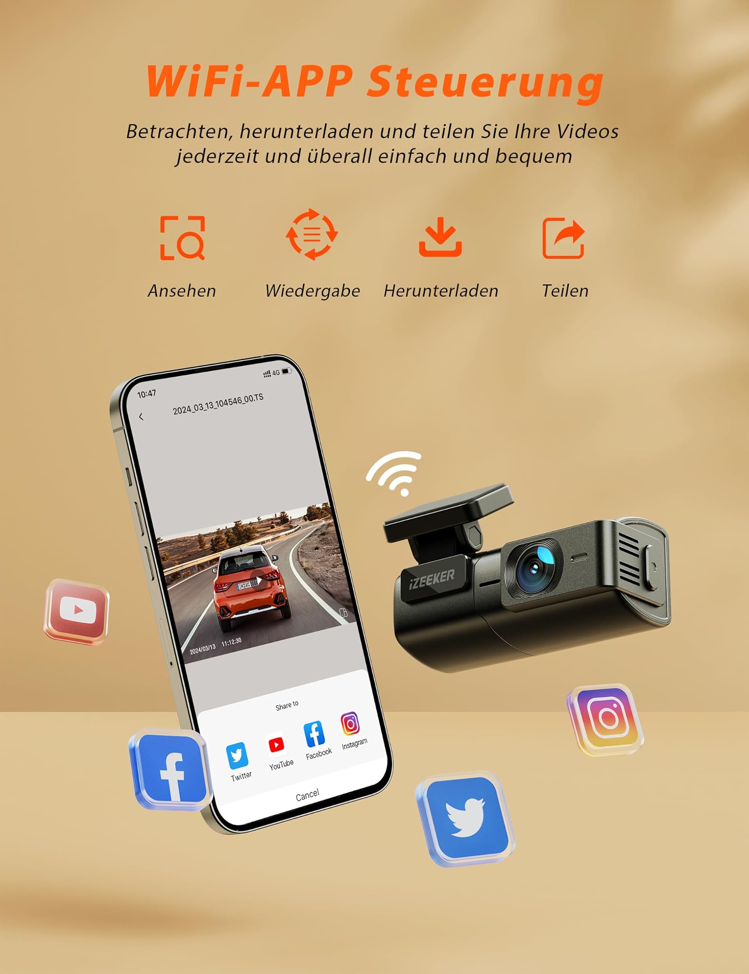 Dash Cam przednia kamera 1080P ukryta konstrukcja, szeroki kąt 170° zdjęcie 5