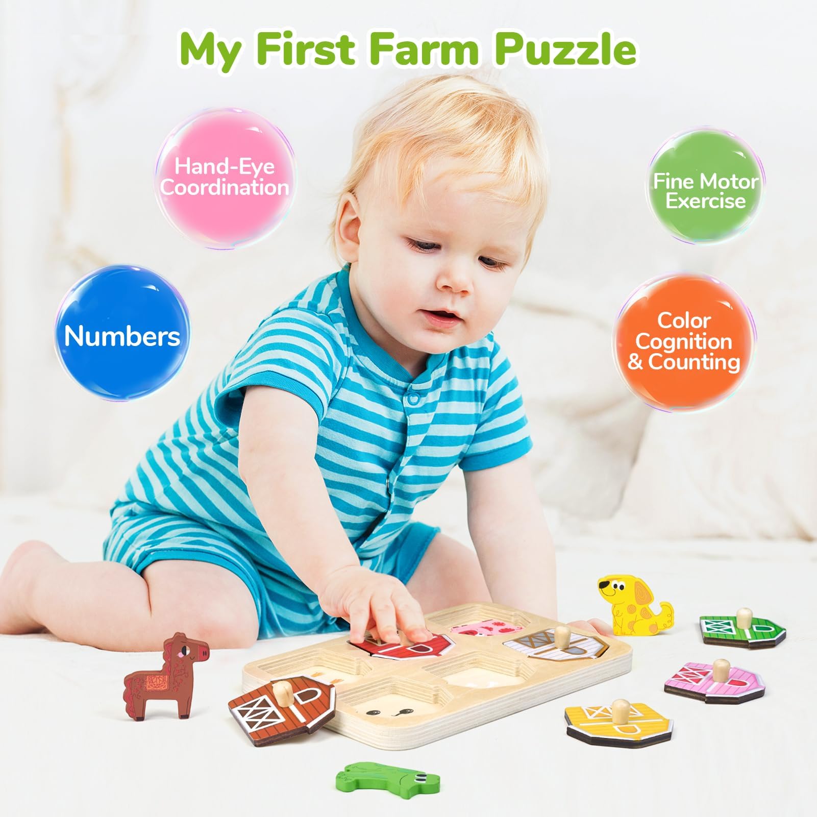 Drewniane puzzle dla dzieci od 1 roku, Zabawka Montessori zdjęcie 2