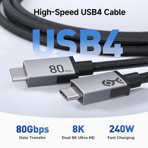 Wytrzymały Pleciony Kabel USB4 80 Gbps, 2 m | Wideo 8K@120Hz zdjęcie 2