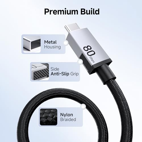 Wytrzymały Pleciony Kabel USB4 80 Gbps, 2 m | Wideo 8K@120Hz zdjęcie 6