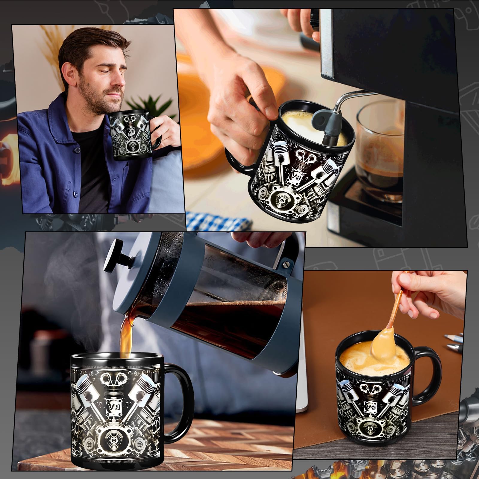 Marmurkowy ceramiczny kubek do kawy z pokrywką, ceramiczny kubek zdjęcie 5