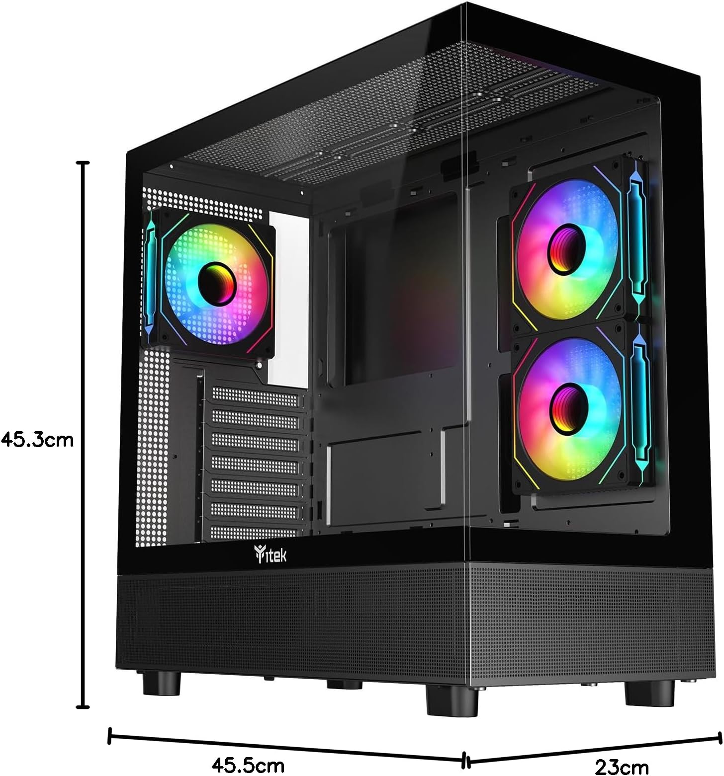 Case SHOWBUI 42B, obudowa gamingowa ATX, 3 wentylatory 12 cm ARGB zdjęcie 8