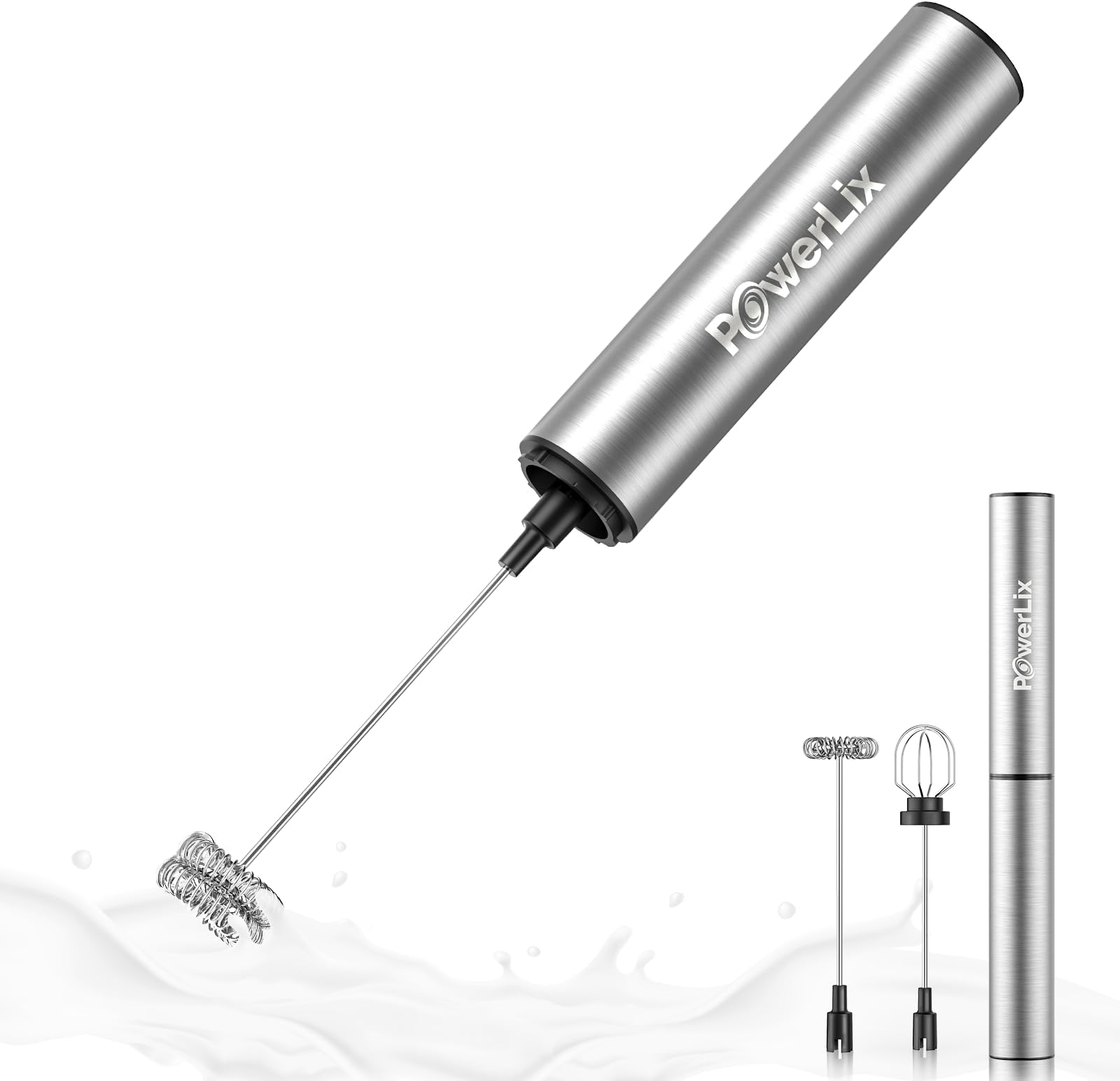 Elektryczny ręczny spieniacz do mleka 3 w 1, USB-C, POWERLIX, czarny zdjęcie 1