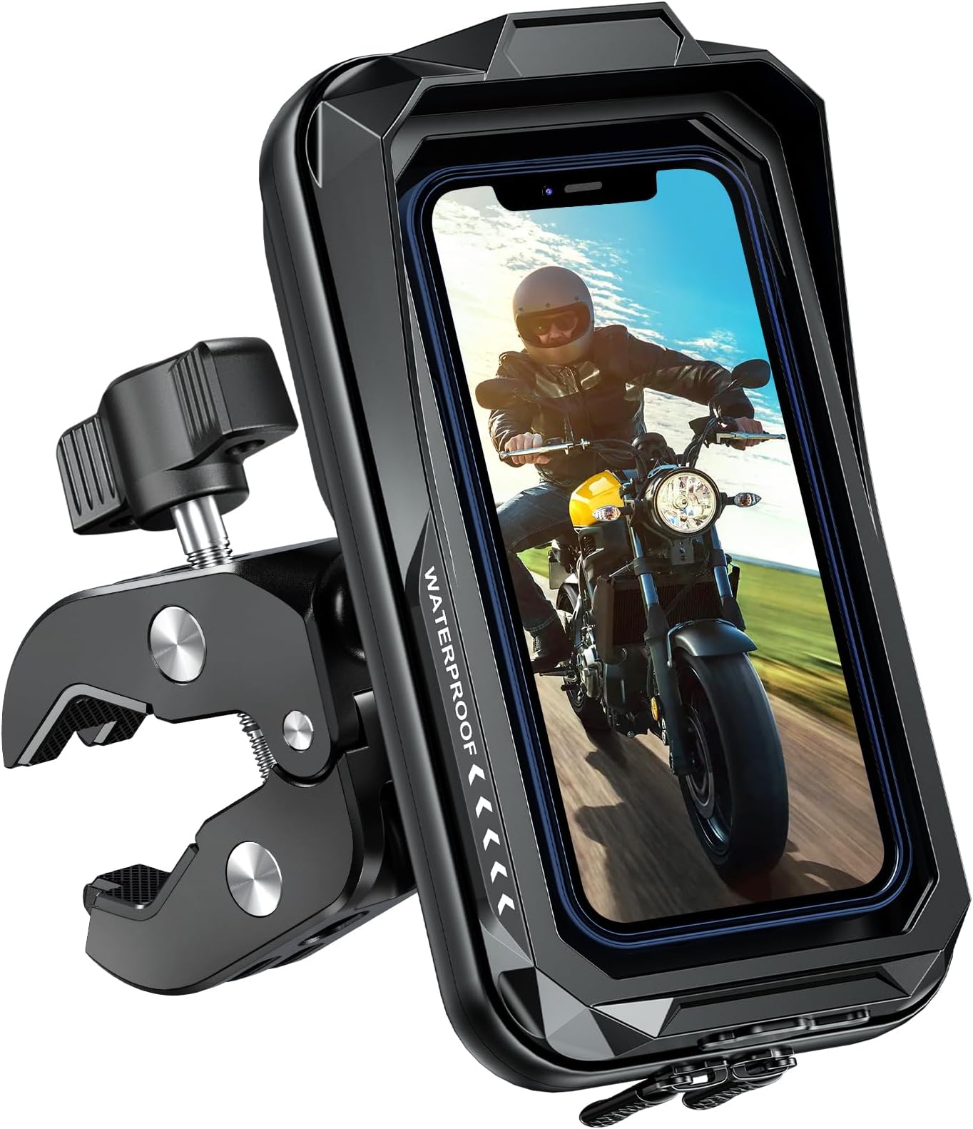 Uchwyt motocyklowy wodoodporny uniwersalny z osłoną przeciwsłoneczną zdjęcie 1