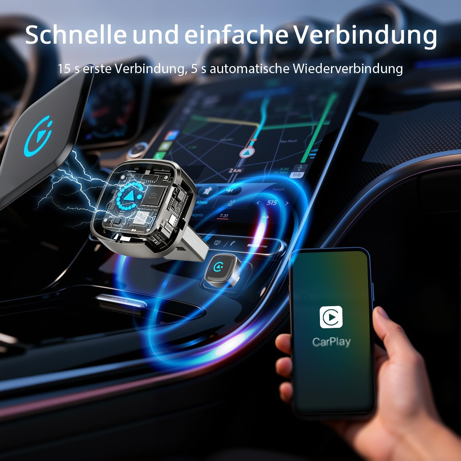 Bezprzewodowy adapter CarPlay w kolorze białym zdjęcie 4
